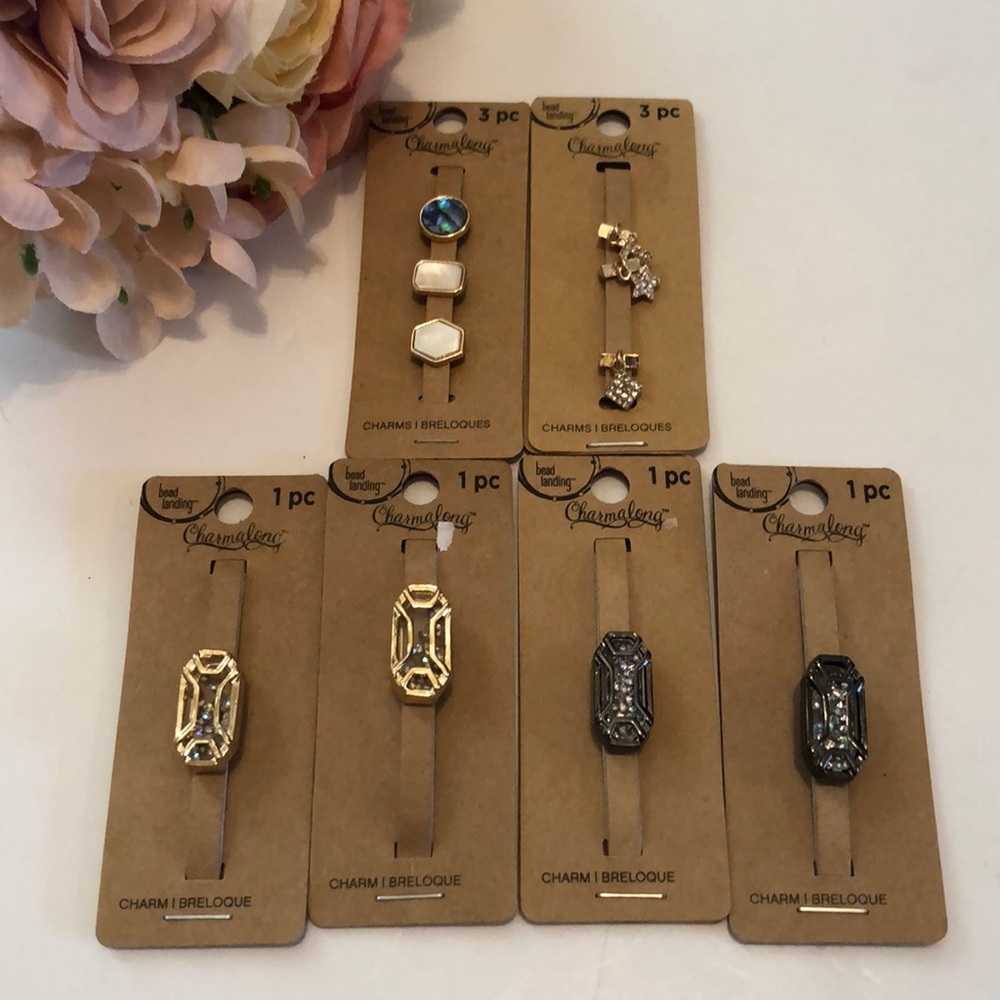 Charmalong Charms Set of 6 BEAD LANDING SLIDING CHARMS NEW CHARMALONG Gems